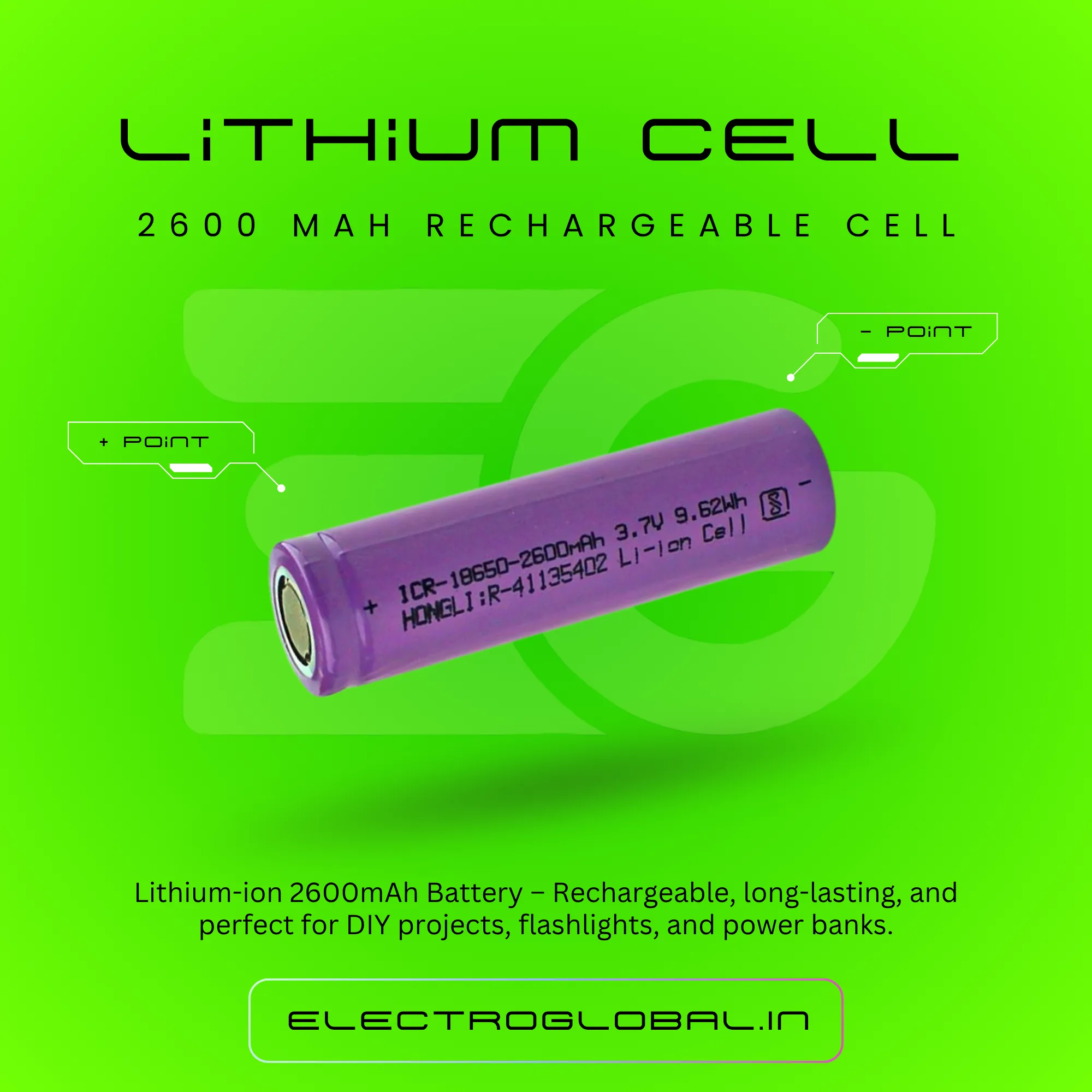 2600mAh 3C Lithium Rechargeable Battery: Li Ion 3.7V Rechargeable Battery Compatible with 2600mAh 18650 Battery, Lion 18650 Battery for RC Car 2