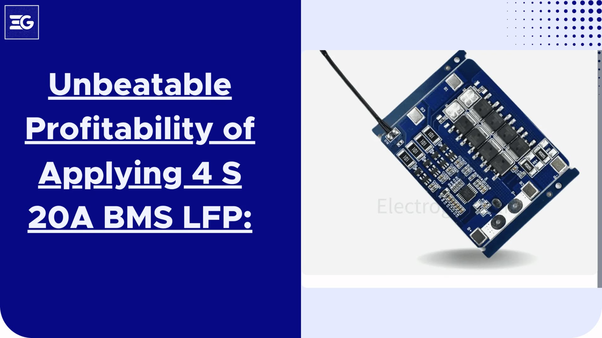 Unbeatable Profitability of Applying 4 S 20A BMS LFP: The Last Word in Protection Circuit Modules for Lithium-Ion Batteries from Electroglobal
